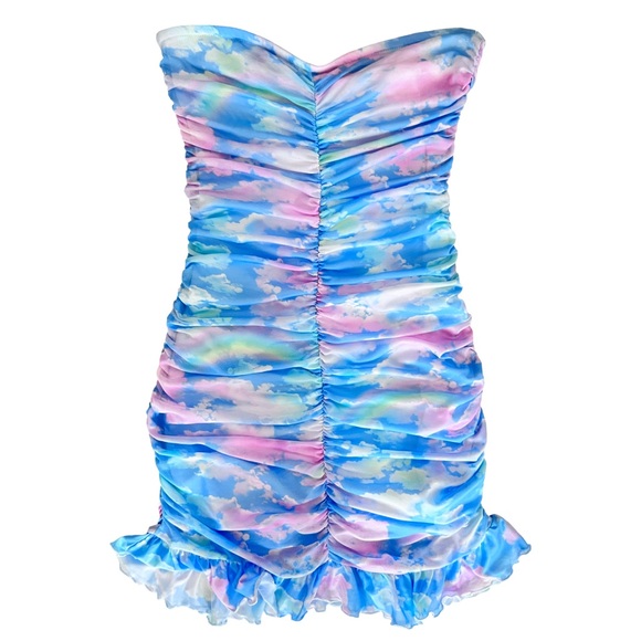 Sugar Thrillz by Dolls Kill Cloud Pastel Strapless Mini Dress Sugar Thrillz by Dolls Kill Cloud Pastel Strapless Mini Dress